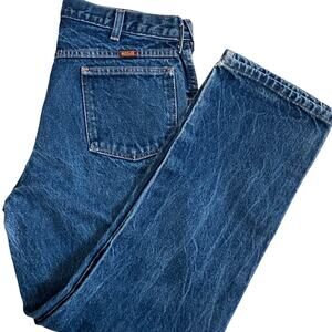 Rustler Blue Straight Jeans with Regular Fit and Contrast Stitching 34X30